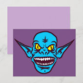 blauw zombie troll demon briefkaart (Voorkant / Achterkant)