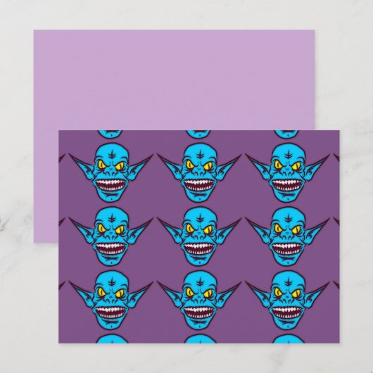 blauw zombie troll demon briefkaart (Voorkant / Achterkant)