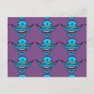 blauw zombie troll demon briefkaart