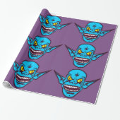 blauw zombie troll demon inpakpapier (Uitgerold)