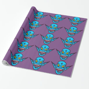 blauw zombie troll demon inpakpapier