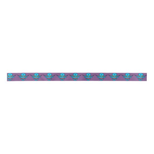 blauw zombie troll demon ribbon satijnen lint (Voorkant)