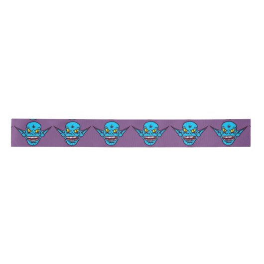 blauw zombie troll demon ribbon satijnen lint (Voorkant)