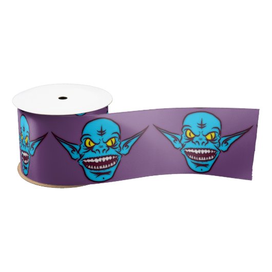 blauw zombie troll demon ribbon satijnen lint (Spoel)