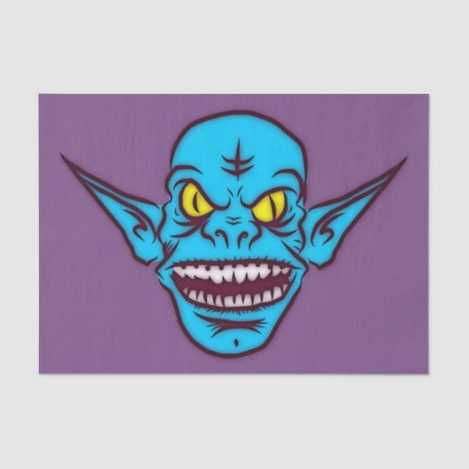 blauw zombie troll demon tissue paper tissuepapier (Voorkant)