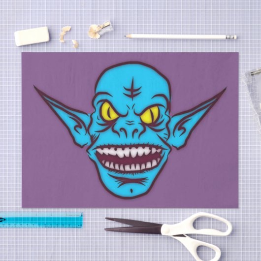 blauw zombie troll demon tissue paper tissuepapier (Craft)