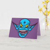 blauw zombie troll demon wenskaart kaart (Gele Bloem)