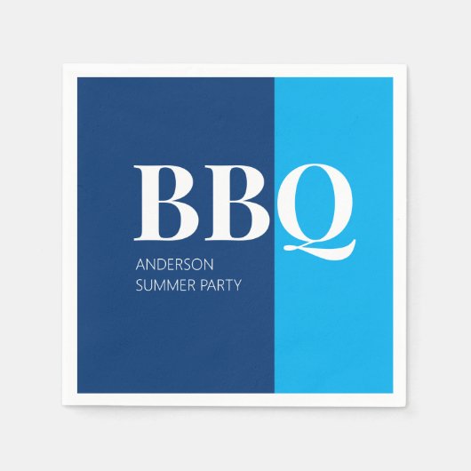 Blauw zomer BBQ-feest  Servet (Voorkant)