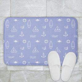 Blauw Zomer Oceaan Naadloos Patroon Badmat