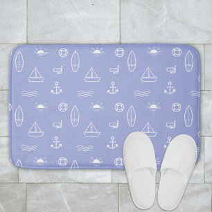 Blauw Zomer Oceaan Naadloos Patroon Badmat