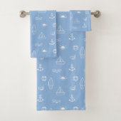 Blauw Zomer Oceaan nautisch patroon Bad Handdoek (Insitu)