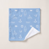 Blauw Zomer Oceaan nautisch patroon Bad Handdoek (Wasdoekje)