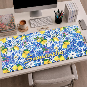 Blauw Zomer Siciliaanse Amalfi Majolica Tegels Kun Bureaumat