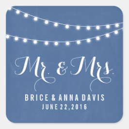 Blauw Zomer String Licht Bruiloft Stickers