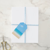 Blauw zomernotitieboek met strand cadeaulabel (Met Touw)