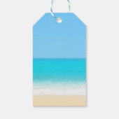 Blauw zomernotitieboek met strand cadeaulabel (Achterkant)