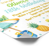Blauw zomerstrand verjaardagsfeest Tijdcapsule bor Poster (Hoek)