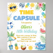 Blauw zomerstrand verjaardagsfeest Tijdcapsule bor Poster (Voorkant)