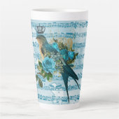 blauw zongvogel op vel latte mok (Voorkant)