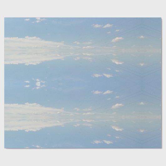blauw zonlicht en lichtwolken gespiegeld cadeaupapier (Vlak)