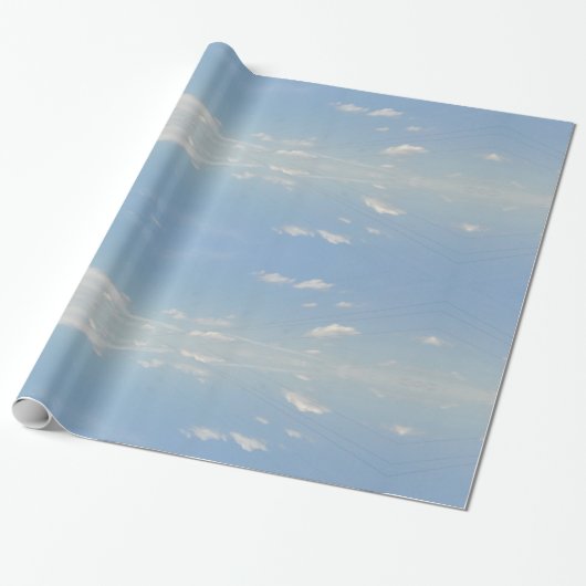 blauw zonlicht en lichtwolken gespiegeld cadeaupapier (Uitgerold)