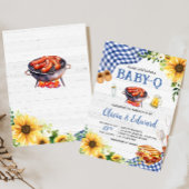 Blauw Zonnebloem BBQ Baby shower Kaart