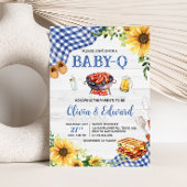 Blauw Zonnebloem BBQ Baby shower Kaart