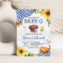 Blauw Zonnebloem BBQ Baby shower Kaart