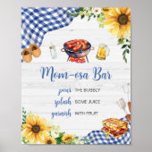 Blauw Zonnebloem BBQ Baby shower Moeder Osa Bar Poster (Voorkant)