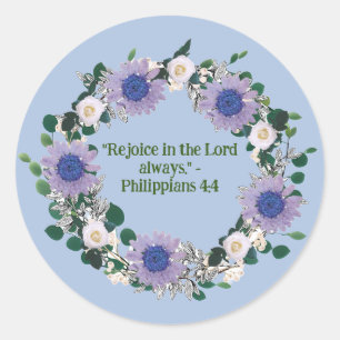 Blauw Zonnebloem Bloemen Krans Christelijke herinn Ronde Sticker
