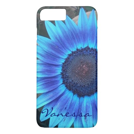 Blauw Zonnebloem hoesje *personaliseer* (Achterkant)