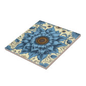  blauw zonnebloemen kunst tegeltje (Zijkant)