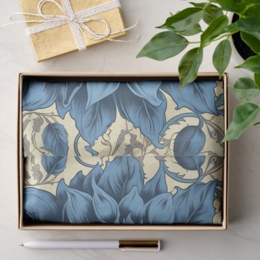 blauw zonnebloemen kunst tissuepapier (Geschenk)