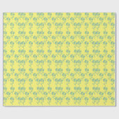 Blauw zonnebloempatroon cadeaupapier (Vlak)