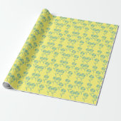 Blauw zonnebloempatroon cadeaupapier (Uitgerold)