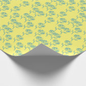 Blauw zonnebloempatroon cadeaupapier (Hoek)