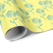 Blauw zonnebloempatroon cadeaupapier (Rol Hoek)