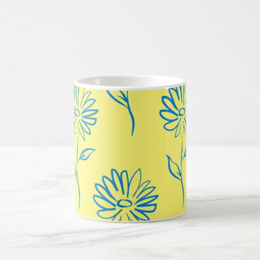 Blauw zonnebloempatroon koffiemok (Center)