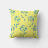 Blauw zonnebloempatroon kussen (Voorkant)