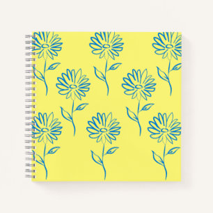 Blauw zonnebloempatroon notitieboek