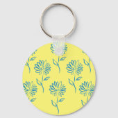 Blauw zonnebloempatroon sleutelhanger (Voorkant)