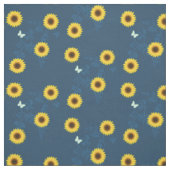 blauw zonnebloempatroon stof (Swatch)