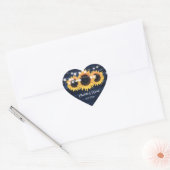 Blauw Zonneschijf Landelijk Bloem Bruiloft Hart Sticker (Envelop)
