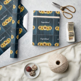 Blauw Zonneschilderhuwelijk Inpakpapier Rustiek