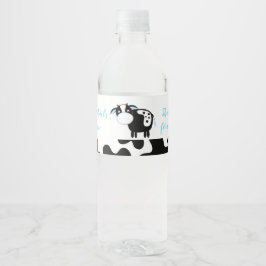 Blauw Zuivel Koe Boerderij Baby Jongen Waterfles L Etiket
