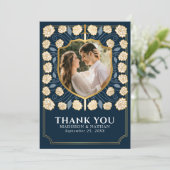 Blauw Zwaard & Schild Middeleeuwse Fantasie Bruilo Bedankkaart (Staand voorkant)