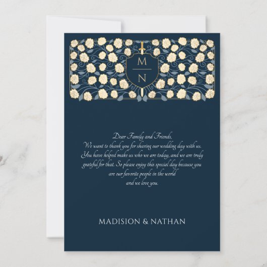 Blauw Zwaard & Schild Middeleeuwse Fantasie Bruilo Bedankkaart (Achterkant)