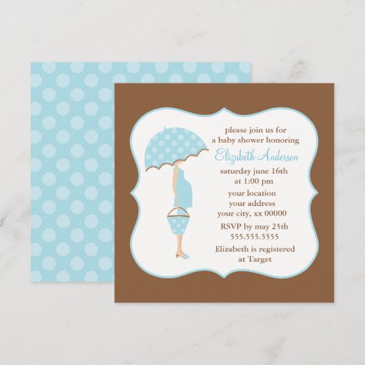 Blauw Zwanger Moeder Jongen Baby shower Kaart (Voorkant / Achterkant)