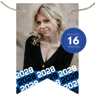 Blauw & Zwart 16 Foto Afstudeerhangbanner Vlaggetjes