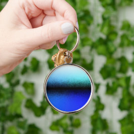 Blauw Zwart Abstract Kunstwerk Sleutelhanger